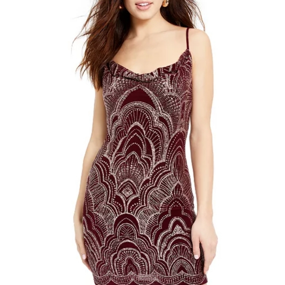 Juniors' glitter-print bodycan dress size small